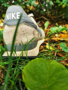 Nike Turnschuh liegt im Gras