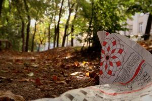 Zeiung auf dem herbstlichen Boden im Park