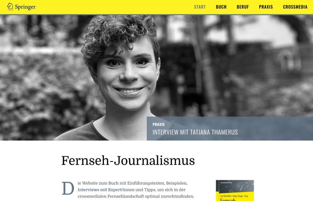 Startseite der Website Fernseh-Journalismus