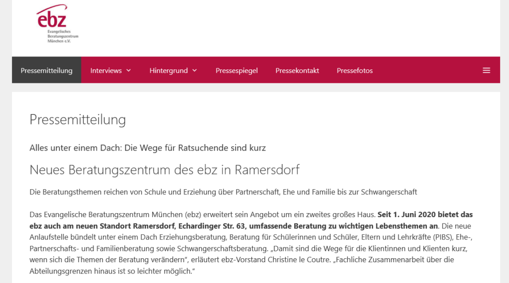 Screenshot Digitale Pressemappe ebz Ramersdorf